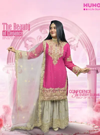 Aisha Fabs Exclusive Pakistani Unstitched 4 Piece Red Color