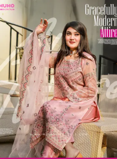 Aisha Fabs Exclusive Pakistani Unstitched 4 Piece Pink Color