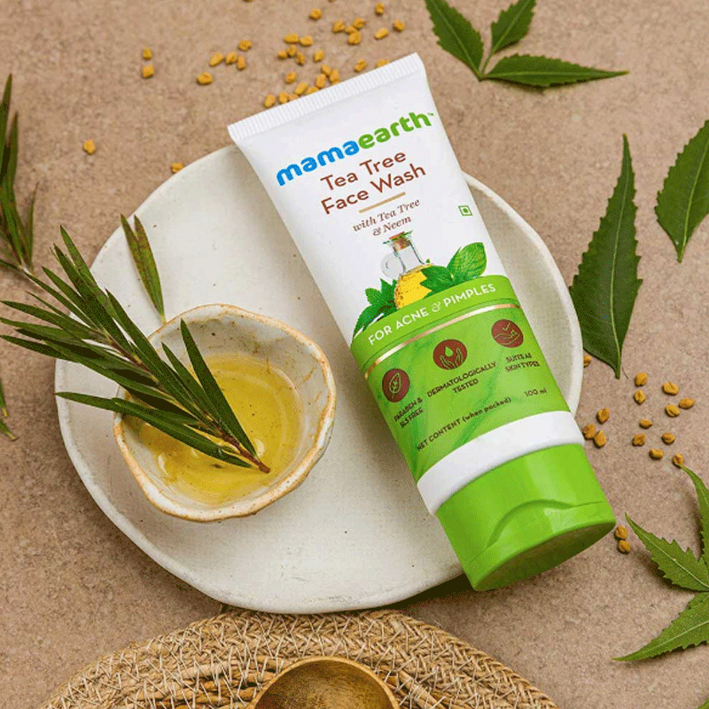 Mama Earth Tea Tree Face Wash For Acne & Pimples 100ml - Image 4