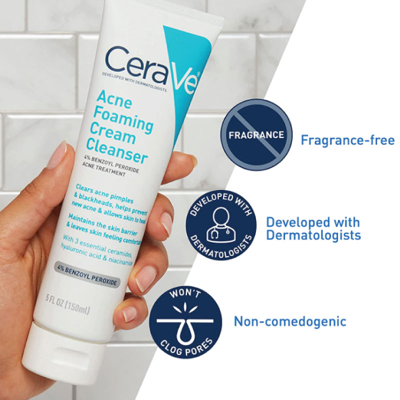 CeraVe Acne Foaming Cream Cleanser – 150ml - Image 2