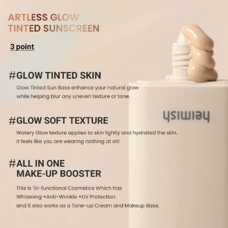 Heimish Artless Glow Tinted Sunscreen Shine Beige SPF50+ PA+++ 40ml - Image 3