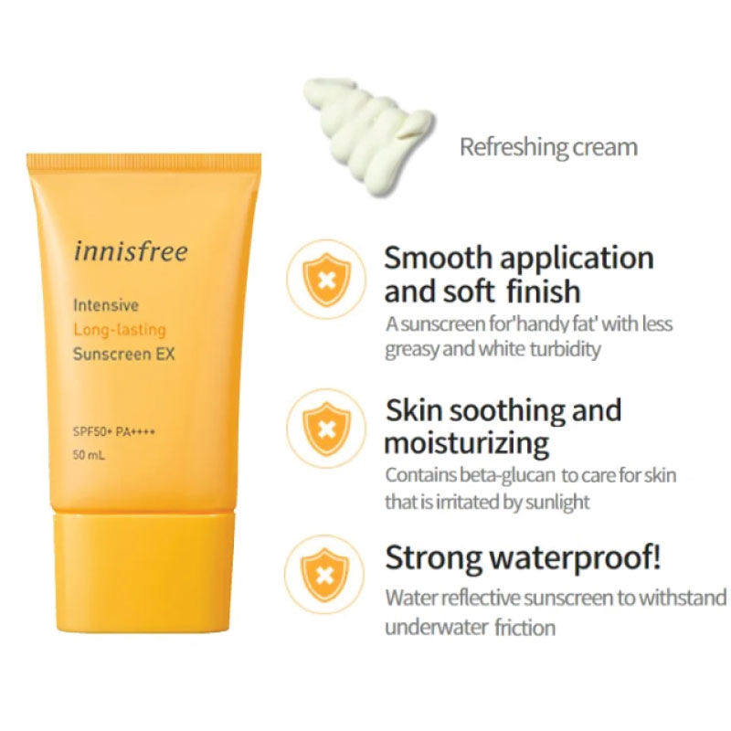 Innisfree Intensive Long-lasting Sunscreen EX SPF50+ PA++++ 50ml - Image 2