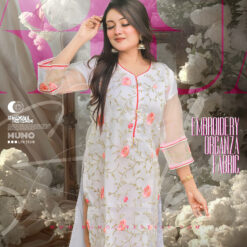 Adans Libas Oranza Embroidery Kurti - White