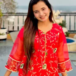 Alternative view of Adans Libas Oranza Embroidery Kurti - Red