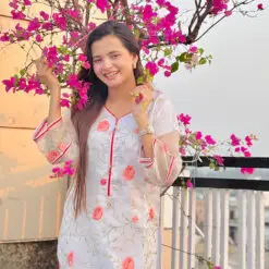 Alternative view of Adans Libas Oranza Embroidery Kurti - White